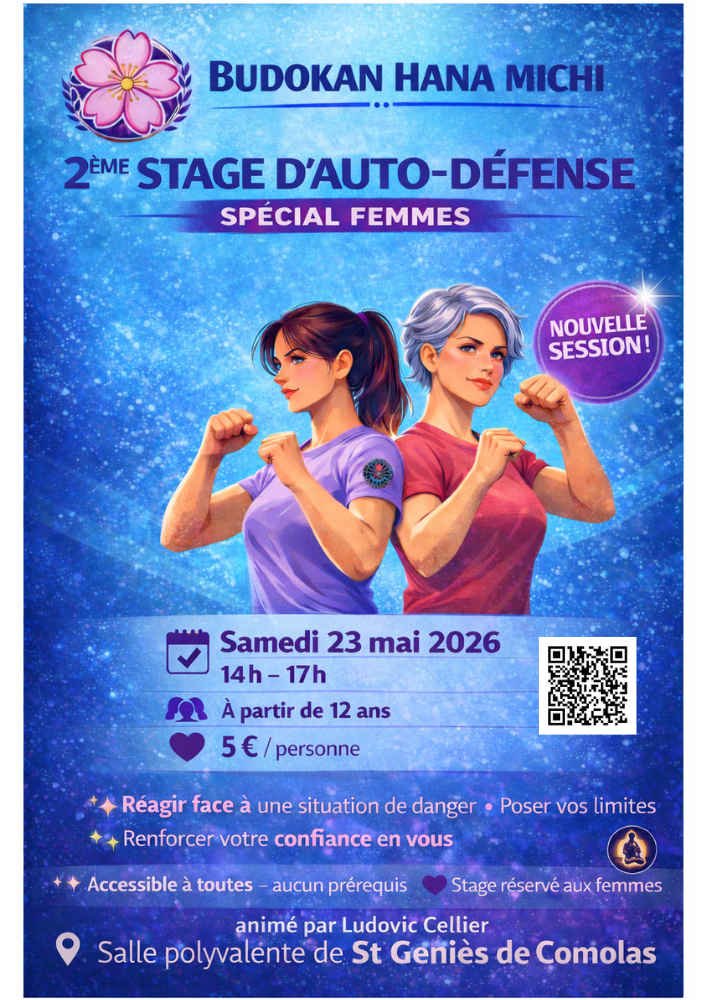 stage auto défense 23 mai 2026 à St Geniès de Comolas